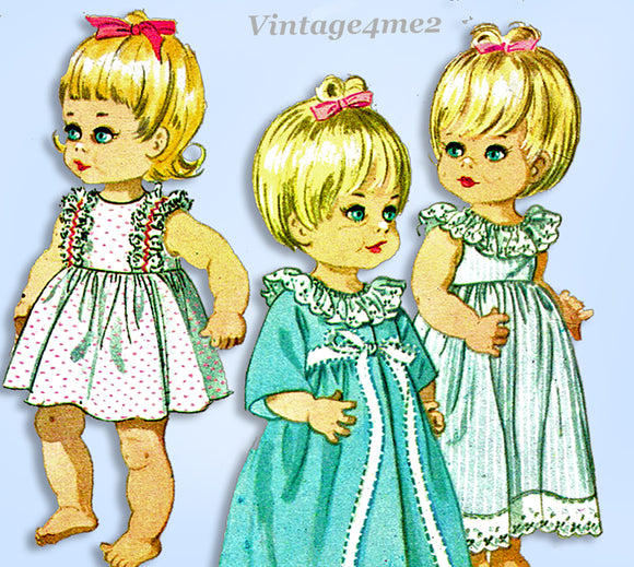 1960s Vintage McCalls Sewing Pattern 8564 Angel Baby 14-18 Inch Doll Clothes