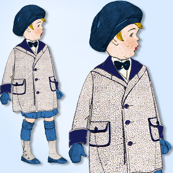 1910s Original Vintage McCall Sewing Pattern 8832 Toddler Boys Box Coat Size 2