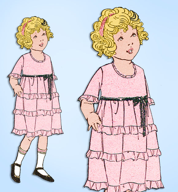 1910s Original Vintage McCall Pattern 8874 WWI Toddler Girls Edwardian Dress Sz4