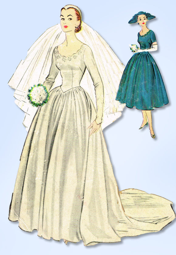 1950s Vintage McCalls Sewing Pattern 9899 Gorgeous Misses Wedding Dress Size 30B