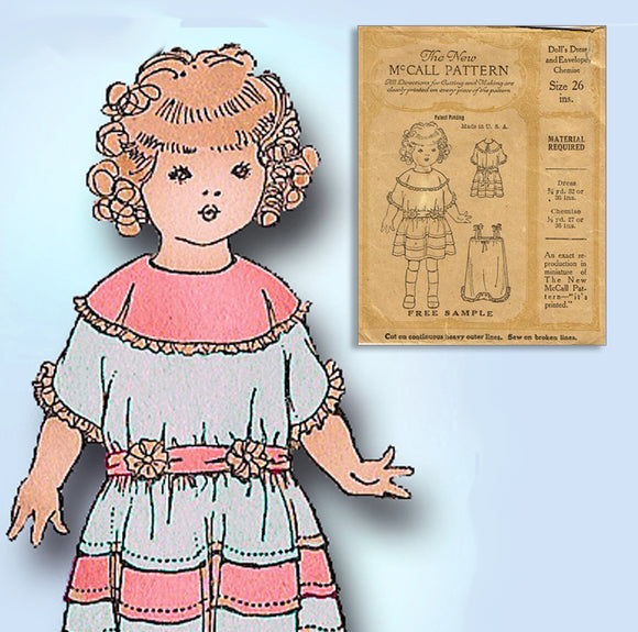 1920s Original McCall Sample 22 Inch Doll Clothes Set Vintage Sewing Pattern