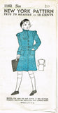 1930s Vintage New York Sewing Pattern 1162 Uncut Little Girls Coat