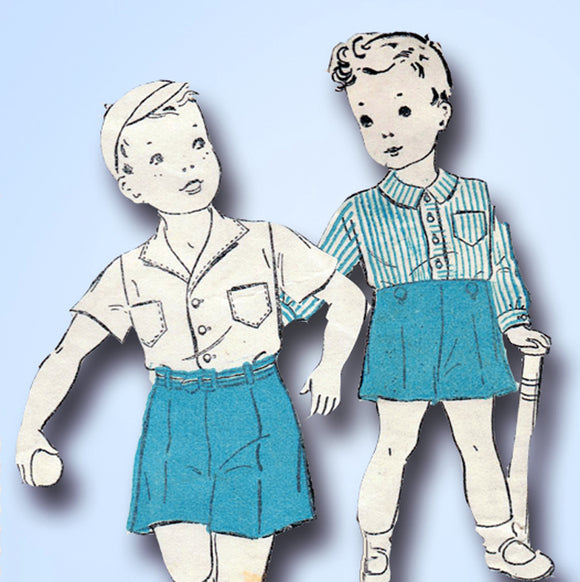 1930s Original Vintage New York Pattern 1268 Little Boys Blouse & Shorts Size 8