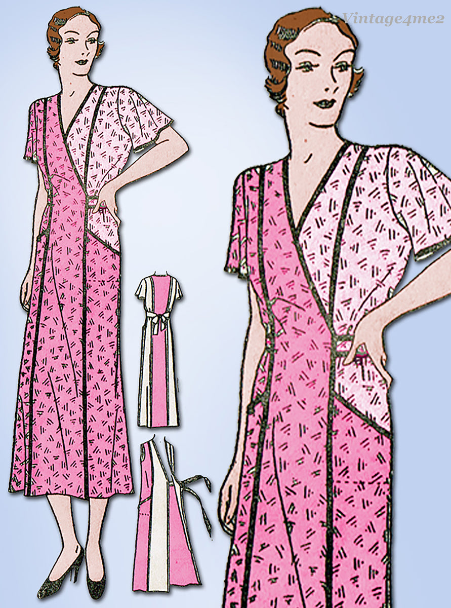 New York 81: 1930s Rare Uncut House Dress 42 B Vintage Sewing