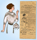1900s Original Vintage Pictorial Review Pattern 3764 Ladies Yoke Waist Size 36 B