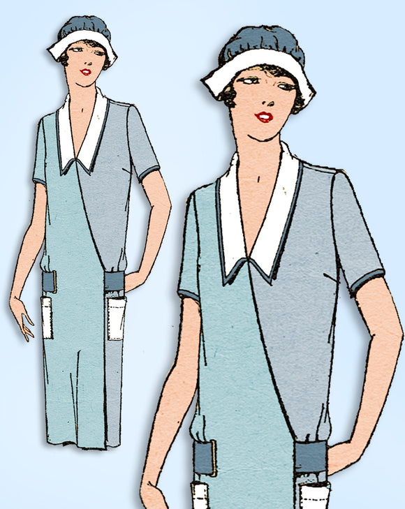 1920s Vintage Pictorial Review Pattern 3916 Maids Uniform or House Dress Sz 38 B