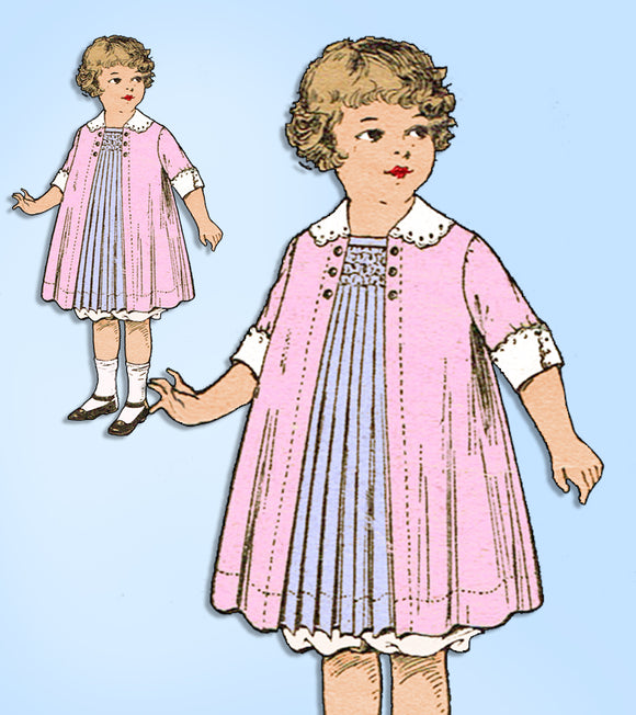 1910s Original Vintage Pictorial Review Pattern 6800 Girls Edwardian Dress Sz 6