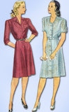 1940s Vintage Simplicity Sewing Pattern 1042 Uncut WWII Shirtwaist Dress Sz 32B