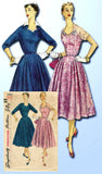 1950s Vintage Simplicity Sewing Pattern 1092 Misses Cocktail Dress Size 12 30B