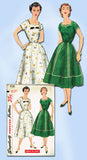 1950s Vintage Simplicity Sewing Pattern 1136 Uncut Misses' Simple Day Dress 35 B