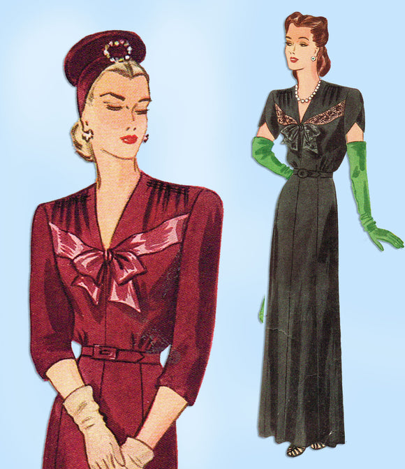 1940s Vintage Simplicity Sewing Pattern 1168 Misses WWII Evening Gown Sz 36 Bust - Vintage4me2