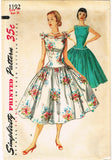 1950s Vintage Simplicity Sewing Pattern 1192 Misses Rockabilly Party Dress 32 B
