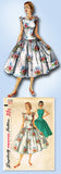1950s Vintage Simplicity Sewing Pattern 1192 Misses Rockabilly Party Dress 32 B
