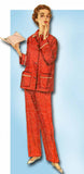 1950s Vintage Simplicity Sewing Pattern 1325 Easy Uncut Misses 2 PC Pajamas 33 B