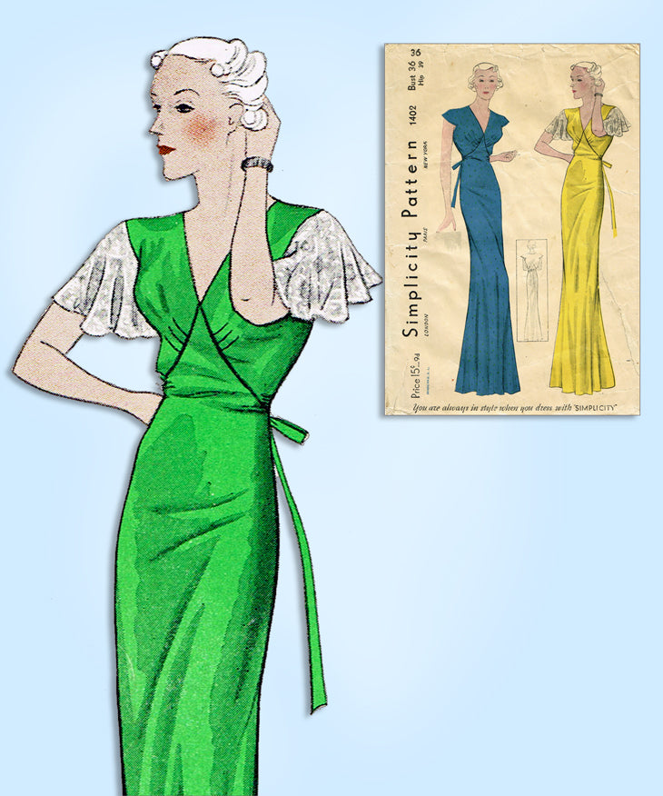 1930s Vintage Simplicity Sewing Pattern 1402 Bias Cut Nightgown Sz 36B Vintage4me2 1930s Vintage Simplicity Sewing Pattern 1402 Bias Cut Nightgown Sz 36B Vintage4me2