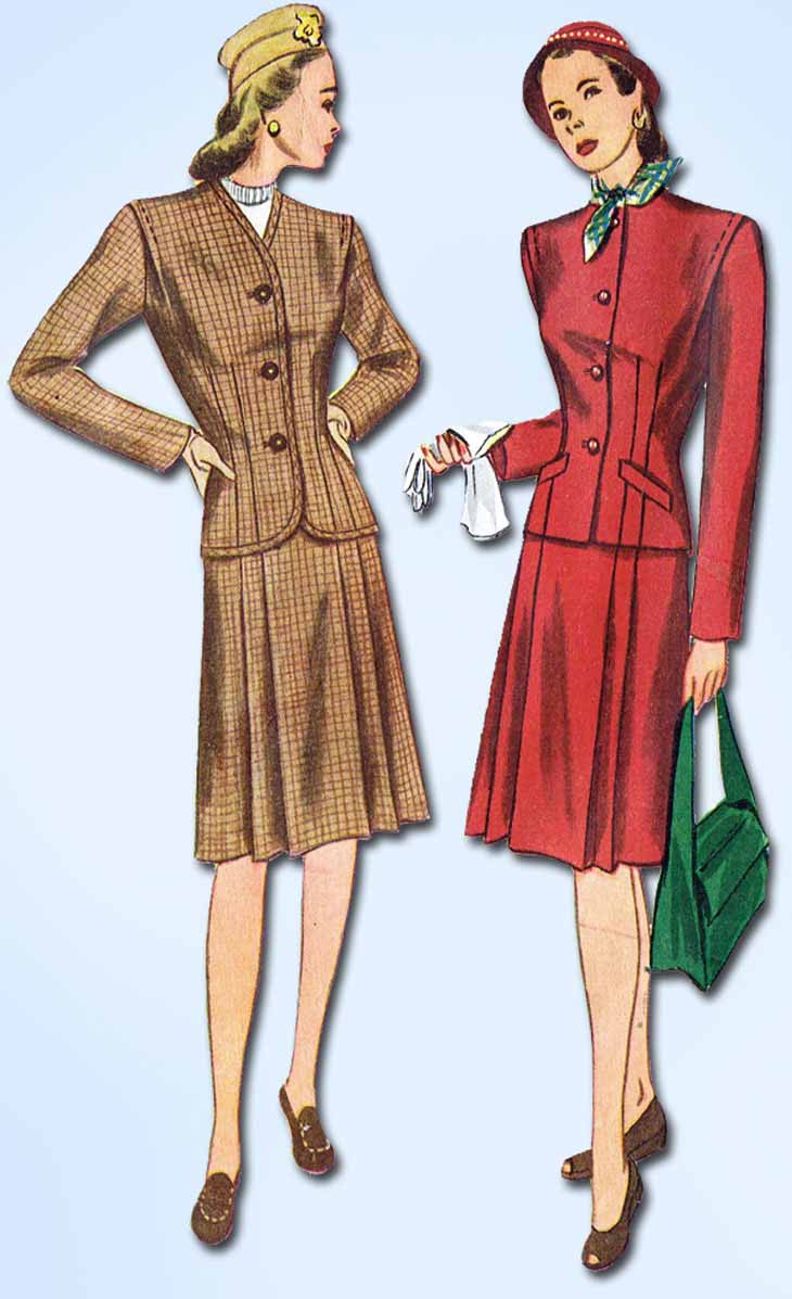 1940s Vintage Simplicity Sewing Pattern 1446 WWII Misses