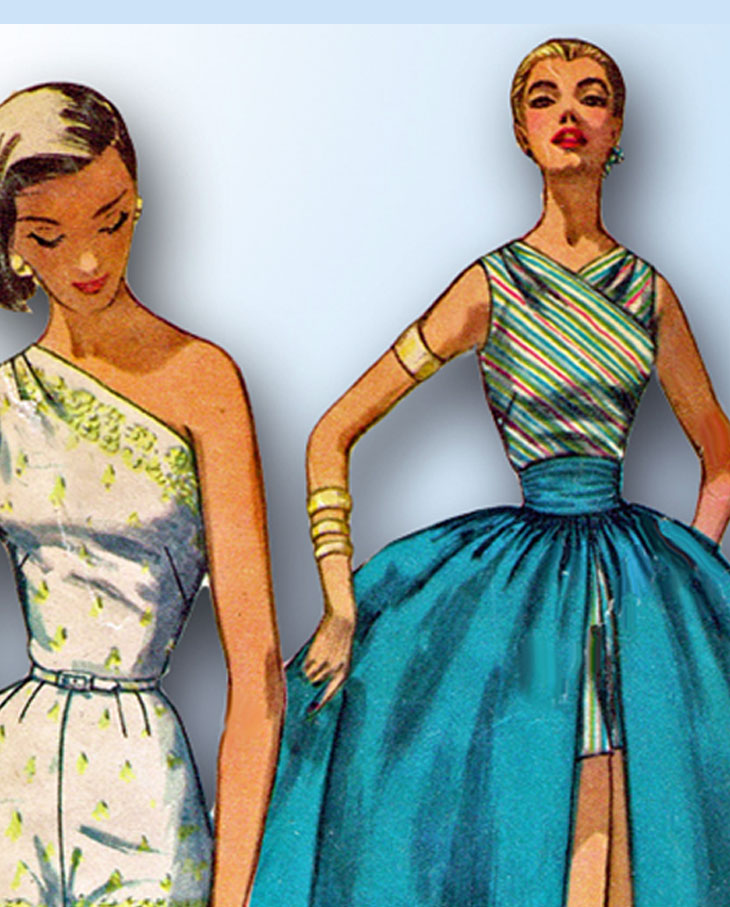 off the shoulder dress pattern simplicity 1950s Vintage Simplicity Sewing Pattern 1605 Sexy Playsuit & Skirt 32B –  Vintage4me2