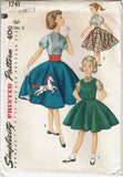 1950s Vintage Simplicity Sewing Pattern 1741 Uncut Girls Poodle Skirt Size 8
