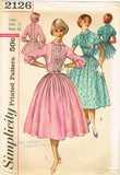 1950s Vintage Simplicity Sewing Pattern 2126 Uncut Misses Shirtwaist Dress Sz 32