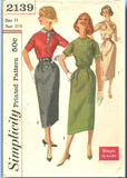 1950s Vintage Simplicity Sewing Pattern 2139 Misses Simple to Make Dress 31.5 B
