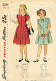 1940s Vintage Simplicity Sewing Pattern 2194 Cute Girls Princess Dress Size 12 - Vintage4me2