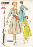 1950s Vintage Simplicity Sewing Pattern 2222 Uncut Misses Shirtwaist Dress 34 B