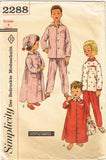 1950s Vintage Simplicity Sewing Pattern 2288 Toddlers Nightshirt Pjs & Cap Sz 4