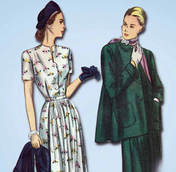 1940s Vintage Simplicity Sewing Pattern 2302 Uncut Misses Maternity Dress Sz 30B