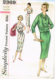 1950s Vintage Simplicity Sewing Pattern 2369 Uncut Misses Dress and Jacket 34B