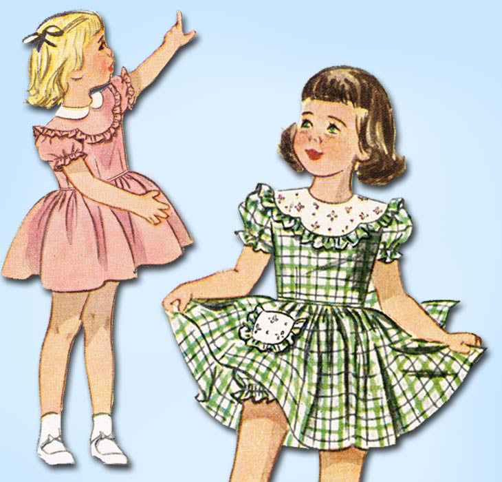 1940s Vintage Simplicity Sewing Pattern 2529 Toddler Girls Dress Sz 5 –  Vintage4me2