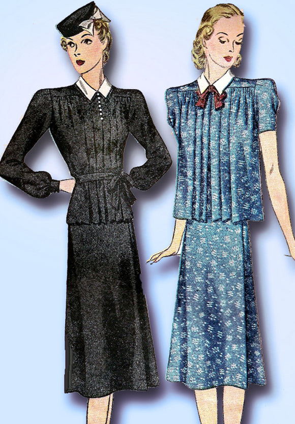 1930s Vintage Simplicity Sewing Pattern 3153 Misses 2 PC Maternity Dress Sz 32 B - Vintage4me2