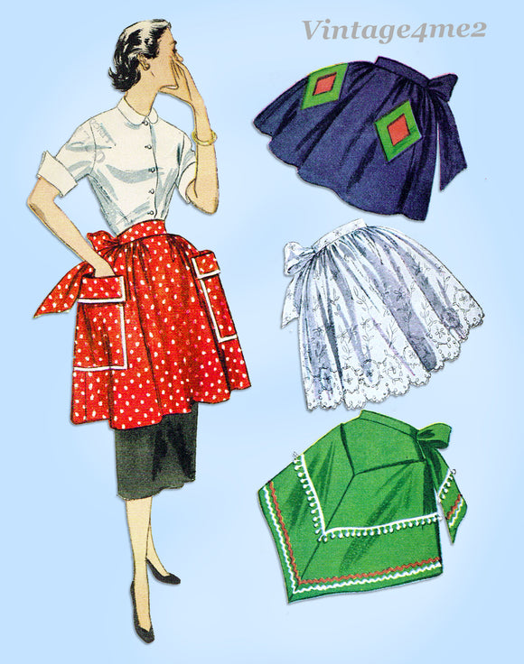 1950s Vintage Simplicity Sewing Pattern 3718 Cute Misses Easy Apron Fits All