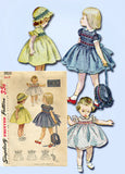 1950s Vintage Simplicity Sewing Pattern 3833 Toddler Girls Smocked Dress Sz 6