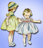 1950s Vintage Simplicity Sewing Pattern 3833 Toddler Girls Smocked Dress Sz 6