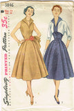 1950s Vintage Misses' Cocktail Dress FF 1952 Simplicity Sewing Pattern 3846 Sz14