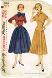 1950s Vintage Simplicity Sewing Pattern 3969 Uncut Misses 2 Piece Dress Sz 34 B
