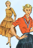 1950s Vintage Simplicity Sewing Pattern 3978 Uncut Misses 2 Piece Dress Sz 16 34
