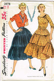 1950s Vintage Simplicity Sewing Pattern 3978 FF Misses 2 PC Squaw Dress Sz 12 30