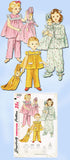 1950s Vintage Simplicity Sewing Pattern 4025 Uncut Toddler Girls Pjs & Doll Sz4