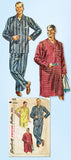 1950s Original Vintage Simplicity Pattern 4108 Men's Pajamas and Nightshirt MED