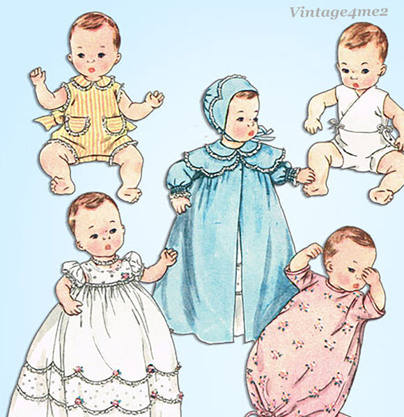 Simplicity 4129: 1950s Uncut 11 Inch Baby Doll Clothes Set Vintage Sewing Pattern