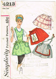 1960s Vintage Simplicity Sewing Pattern 4213 Misses Apron Set w Trans Fits All