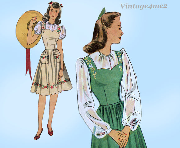 Simplicity 4230: 1940s Easy WWII Misses Jumper Dress 30B Vintage Sewing Pattern