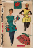 1950s Vintage Simplicity Sewing Pattern 4492 Easy Misses Cobbler Apron
