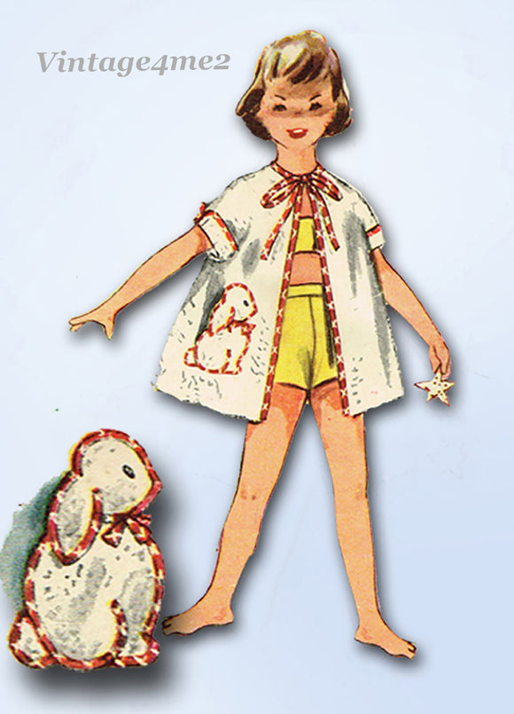 1950s Vintage Simplicity Sewing Pattern 4503 Simple to Make Toddler Girls Robe