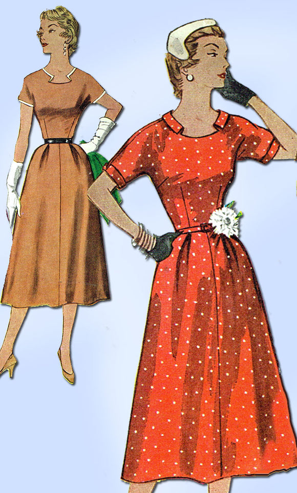 1950s Misses Simplicity Sewing Pattern 4655 Uncut Misses Afternoon Dress Sz 32B