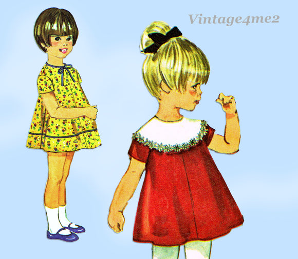 Simplicity 7328: 1960s Cute Toddler Girls Party Dress Vintage Sewing Pattern