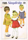 Simplicity 7328: 1960s Cute Toddler Girls Party Dress Vintage Sewing Pattern