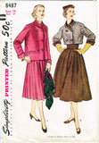 1950s Vintage Misses Suit Uncut 1952 Simplicity Sewing Pattern 8487 Size 16