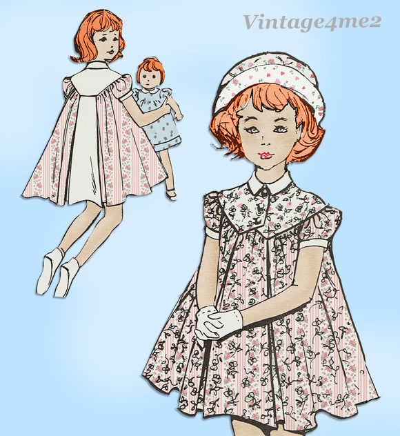 1950s Vintage Spadea Sewing Pattern A-2122 Sweet Designer Toddler Dress